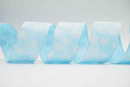 Текстурована стрічка зі сніжинками на дроті_KF6938GN-12_синя